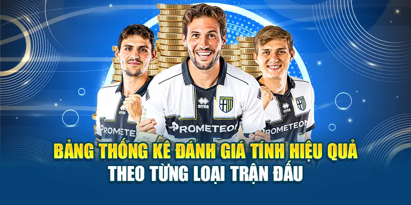 Bảng thống kê đánh giá tính hiệu quả theo từng loại trận đấu